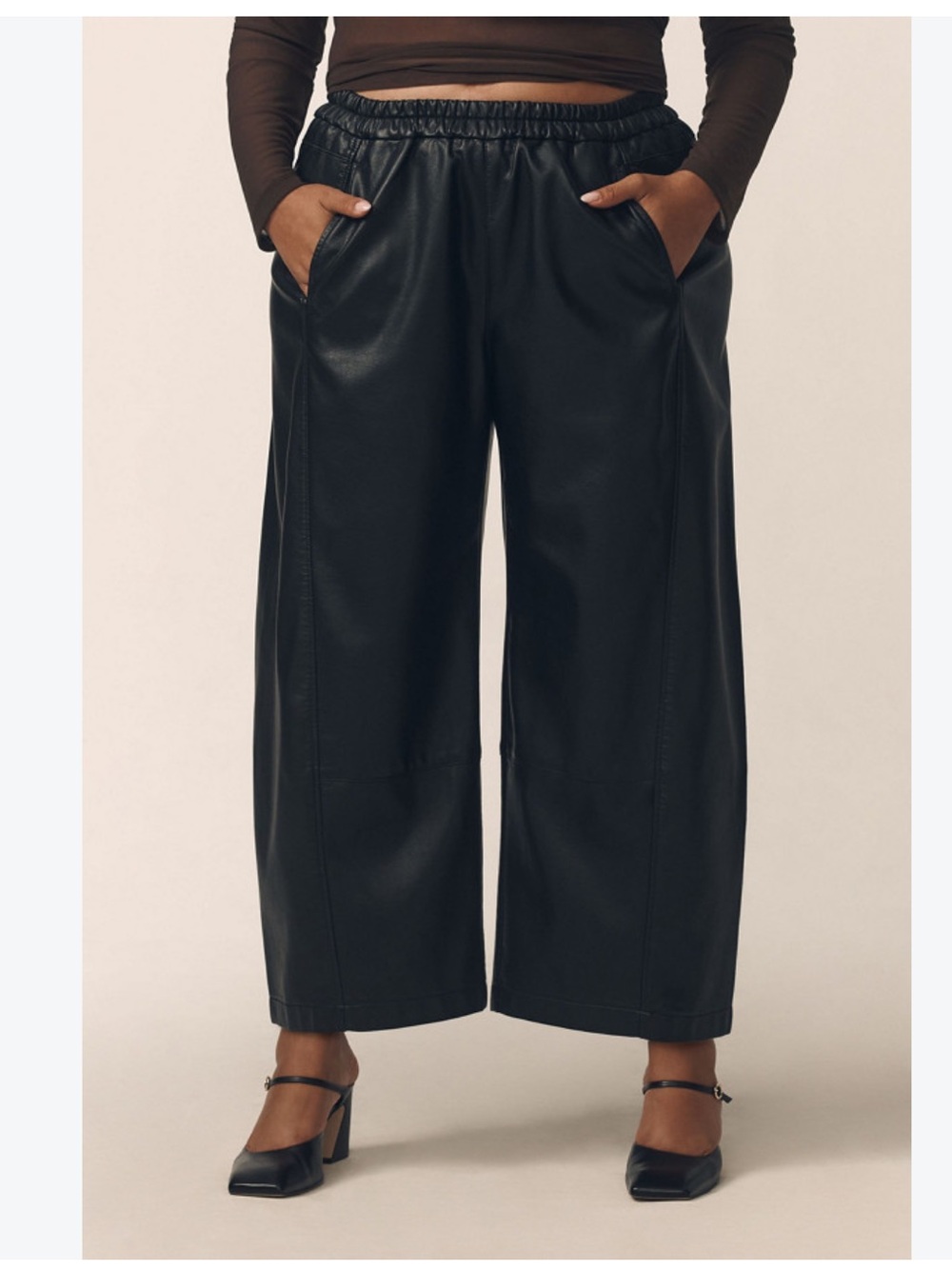 Anthropologie pilcro izzie relaxed barrel pants faux leather